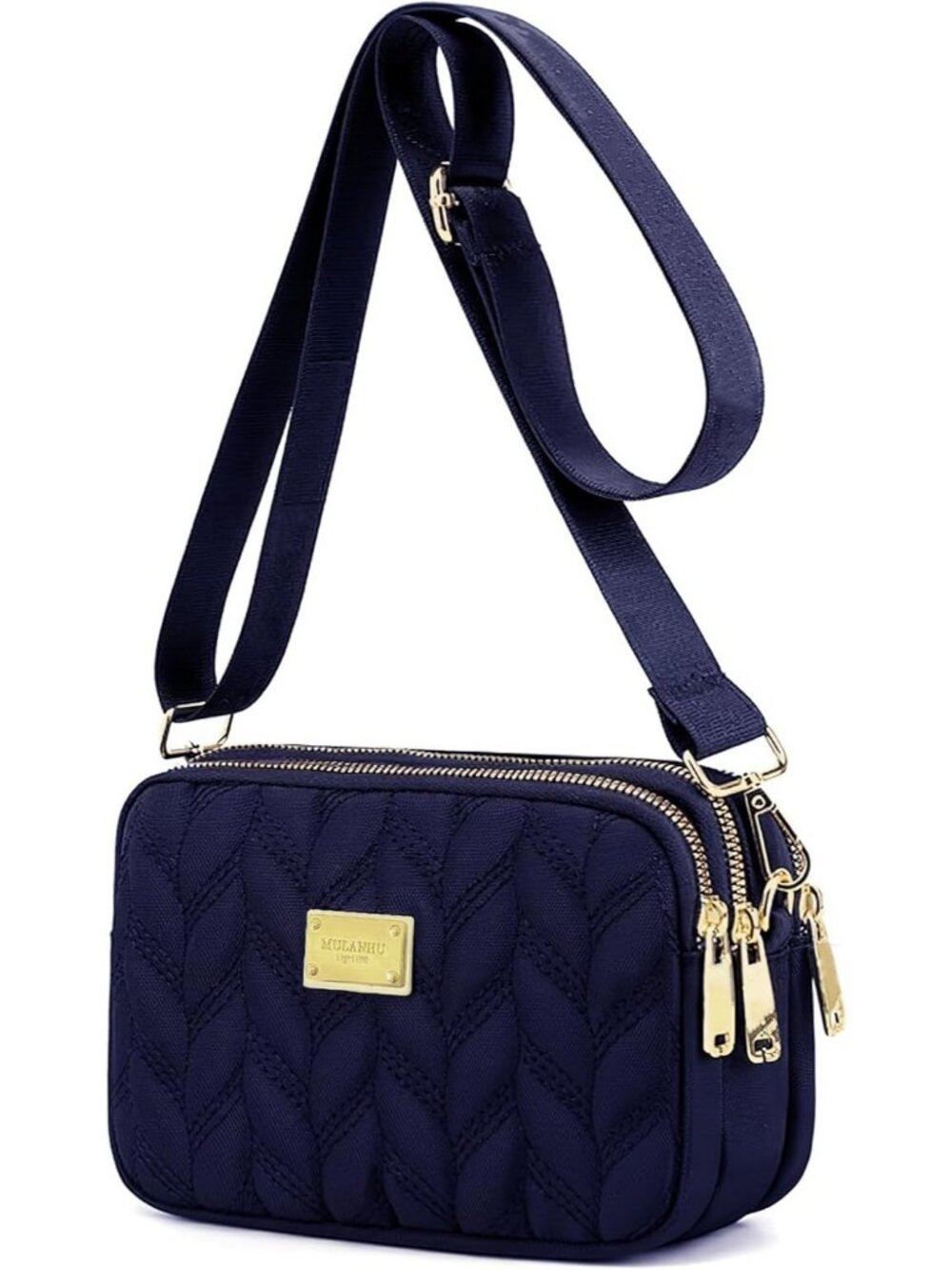 Women's Blue Lightweight Quilted Crossbody Small Purses Nylon Shoulder Bag